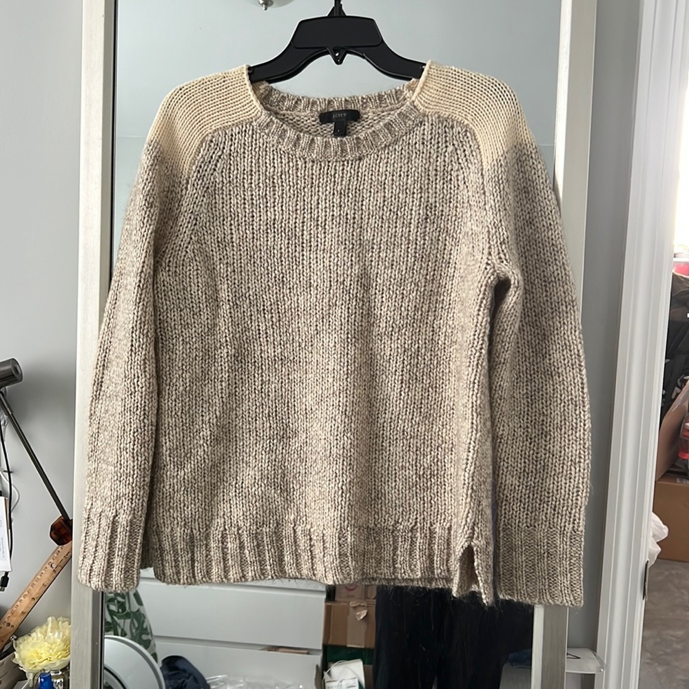 Jcrew cream knit wool sweater size small